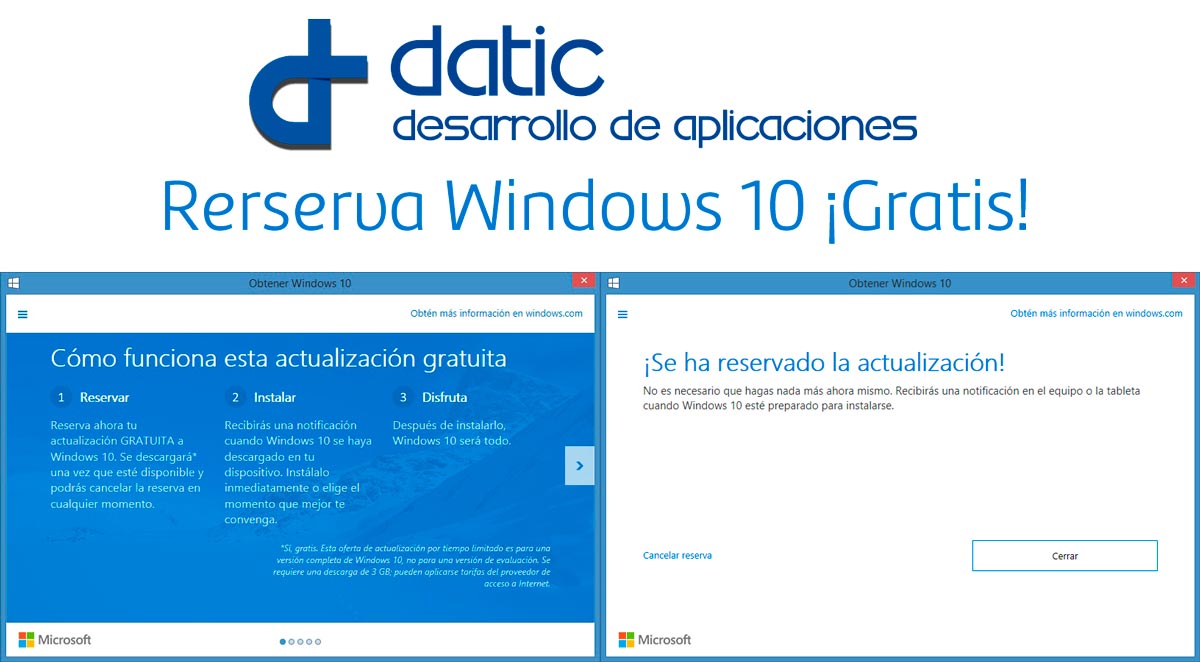 Datic y como Reservar Windows 10