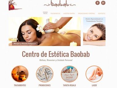 Datic: Página Web del Centro de Estética Natural Baobab